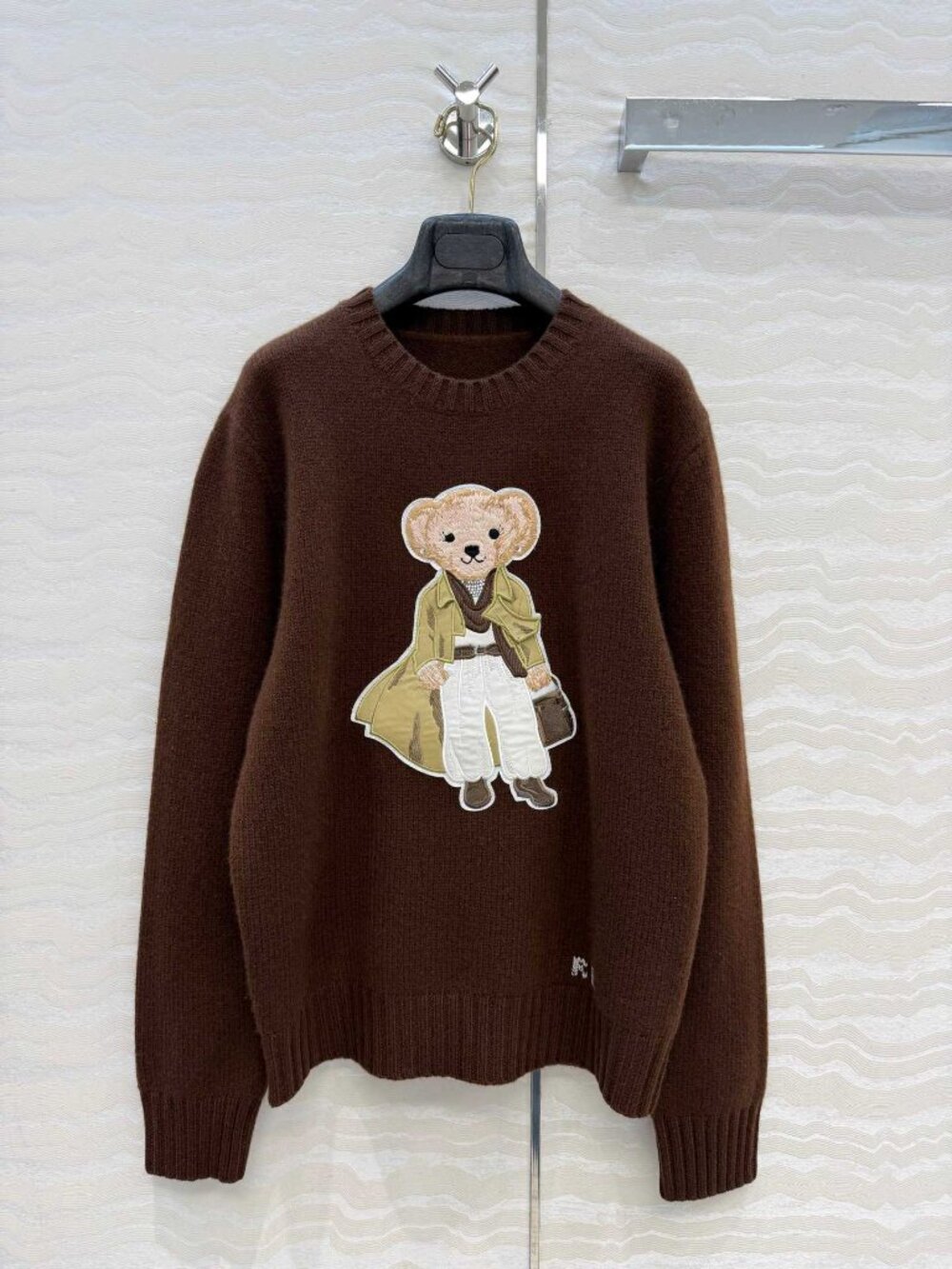 Polo Ralph Lauren Deep Brown Fashion Outfit Lady Bear Embroidery Crewneck Sweate